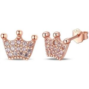 rose gold crown stud earrings